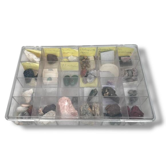 Rock & Crystal Collection Lot of 25+ Different Mineral Specimens Geology Set - Picture 1 of 10